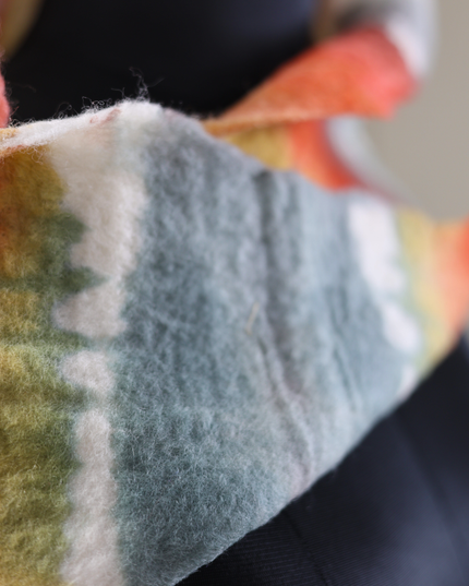 Handmade Merino Wool Wet Felted Naturally Dyed Scarf
