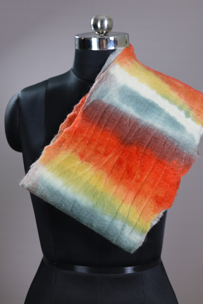 Handmade Merino Wool Wet Felted Naturally Dyed Scarf