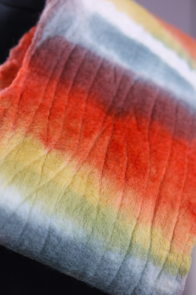 Handmade Merino Wool Wet Felted Naturally Dyed Scarf