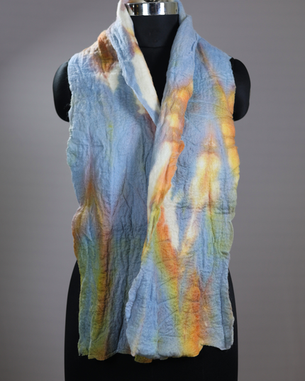 Handmade Merino Wool Wet Felted Naturally Dyed Scarf