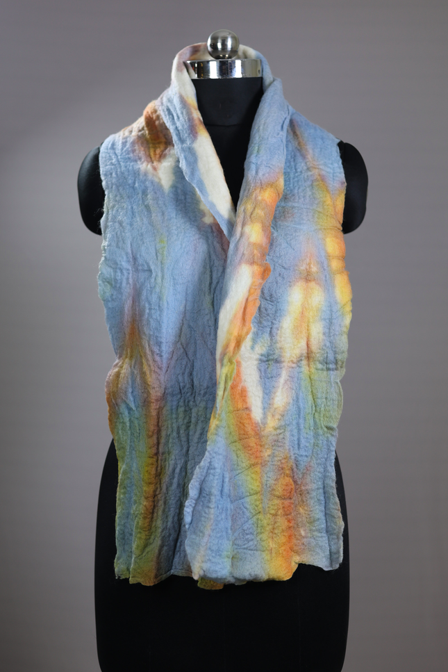 Handmade Merino Wool Wet Felted Naturally Dyed Scarf