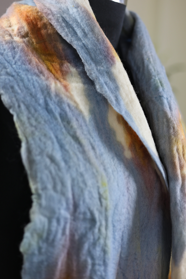 Handmade Merino Wool Wet Felted Naturally Dyed Scarf