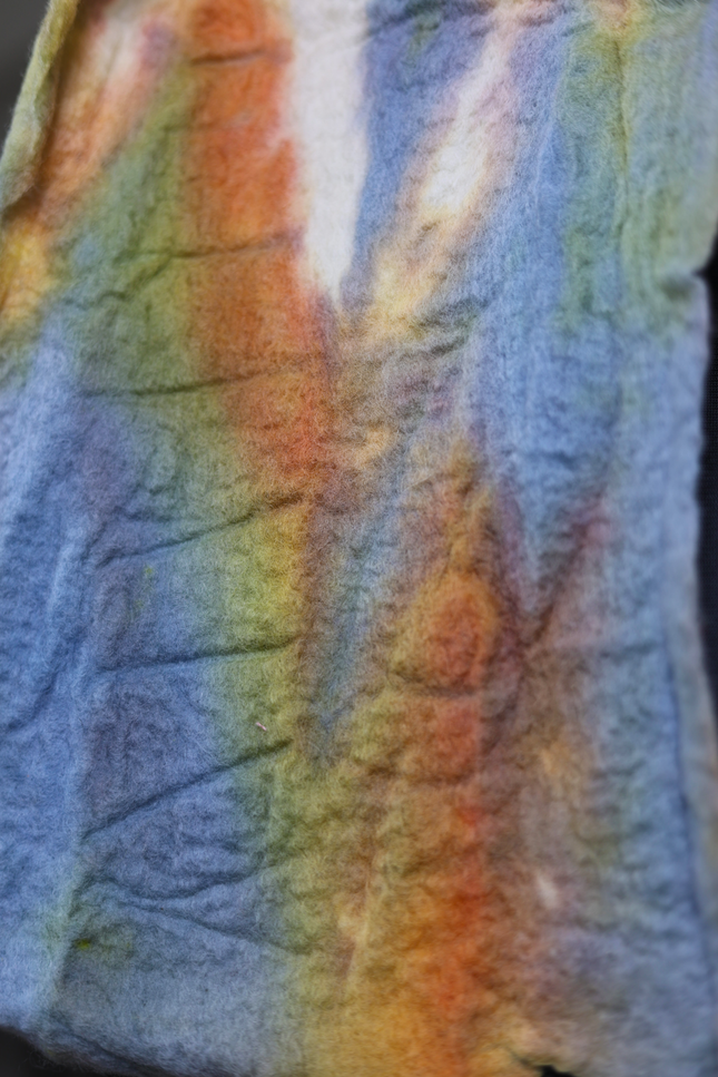Handmade Merino Wool Wet Felted Naturally Dyed Scarf