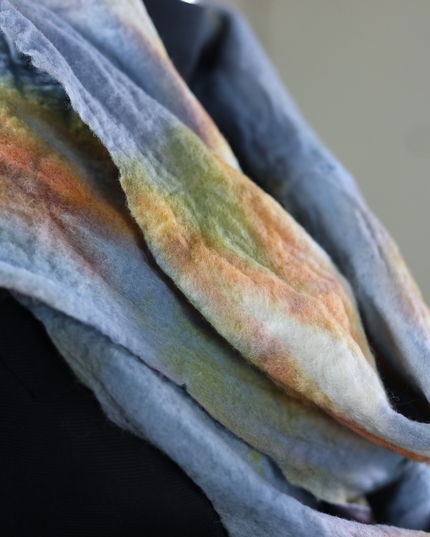 Handmade Merino Wool Wet Felted Naturally Dyed Scarf