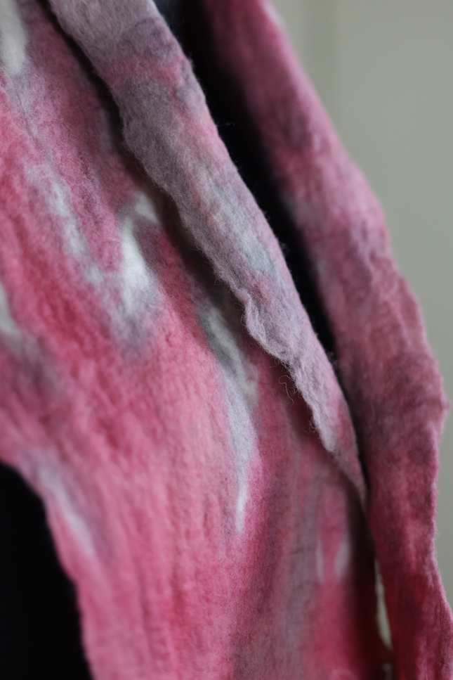 Handmade Merino Wool Wet Felted Naturally Dyed Scarf