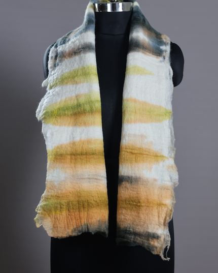 Handmade Merino Wool Wet Felted Naturally Dyed Scarf