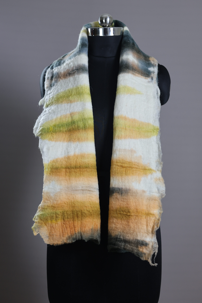Handmade Merino Wool Wet Felted Naturally Dyed Scarf