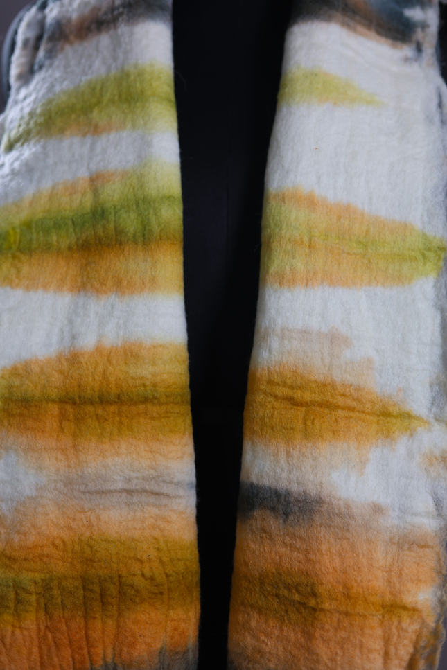 Handmade Merino Wool Wet Felted Naturally Dyed Scarf