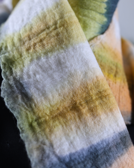 Handmade Merino Wool Wet Felted Naturally Dyed Scarf