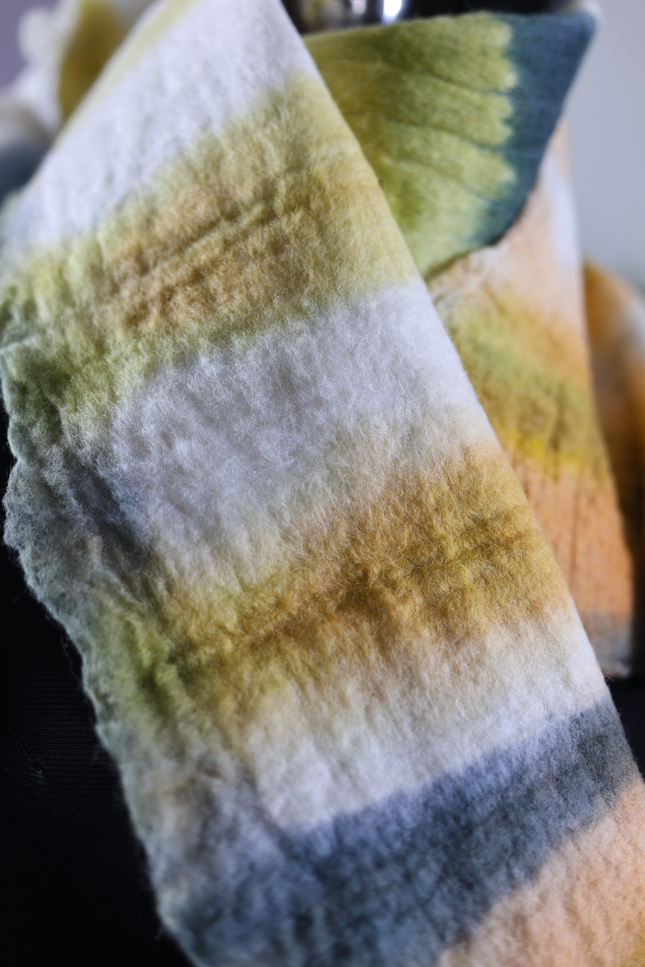 Handmade Merino Wool Wet Felted Naturally Dyed Scarf