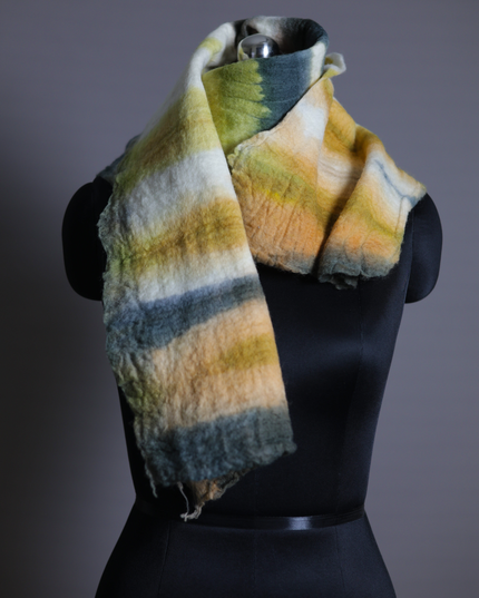 Handmade Merino Wool Wet Felted Naturally Dyed Scarf