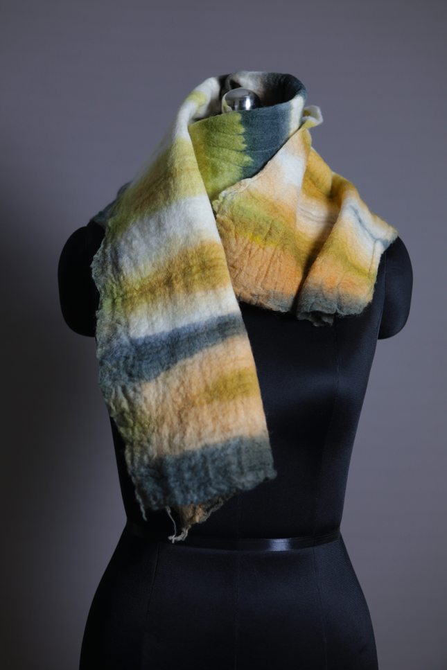 Handmade Merino Wool Wet Felted Naturally Dyed Scarf