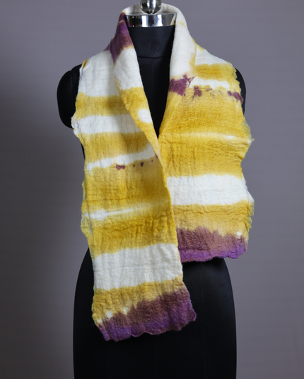 Handmade Merino Wool Wet Felted Naturally Dyed Scarf