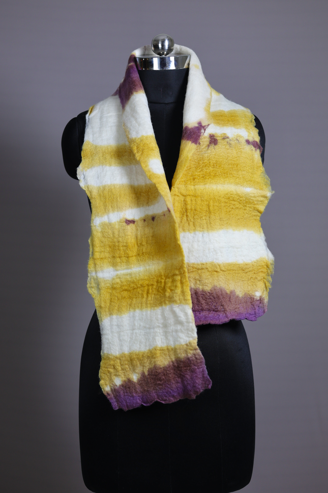 Handmade Merino Wool Wet Felted Naturally Dyed Scarf