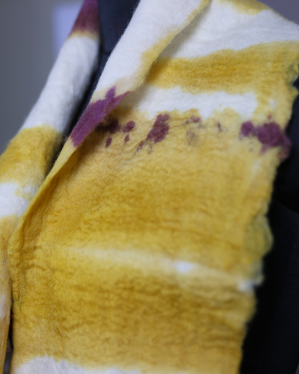 Handmade Merino Wool Wet Felted Naturally Dyed Scarf