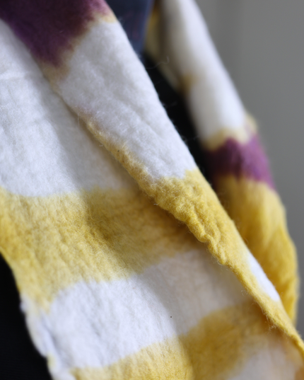 Handmade Merino Wool Wet Felted Naturally Dyed Scarf