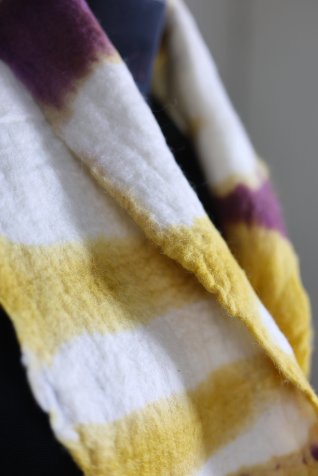 Handmade Merino Wool Wet Felted Naturally Dyed Scarf