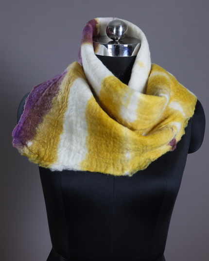 Handmade Merino Wool Wet Felted Naturally Dyed Scarf
