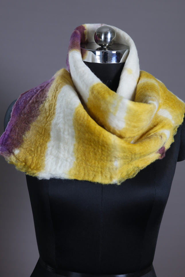 Handmade Merino Wool Wet Felted Naturally Dyed Scarf