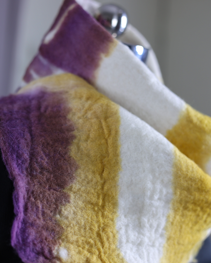 Handmade Merino Wool Wet Felted Naturally Dyed Scarf
