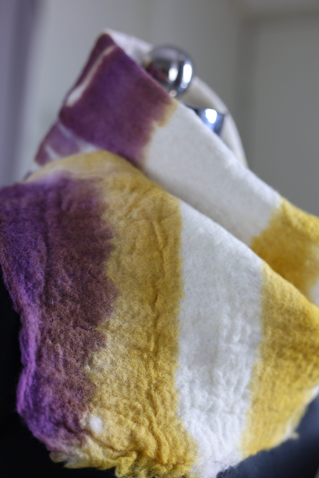 Handmade Merino Wool Wet Felted Naturally Dyed Scarf