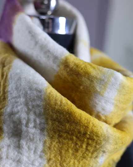 Handmade Merino Wool Wet Felted Naturally Dyed Scarf