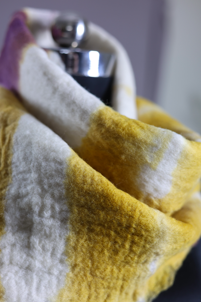 Handmade Merino Wool Wet Felted Naturally Dyed Scarf