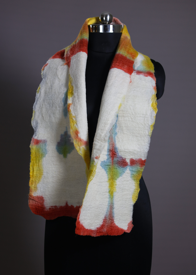 Handmade Merino Wool Wet Felted Naturally Dyed Scarf