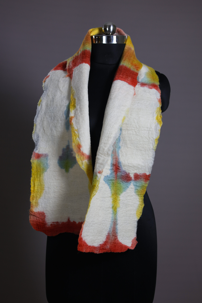 Handmade Merino Wool Wet Felted Naturally Dyed Scarf