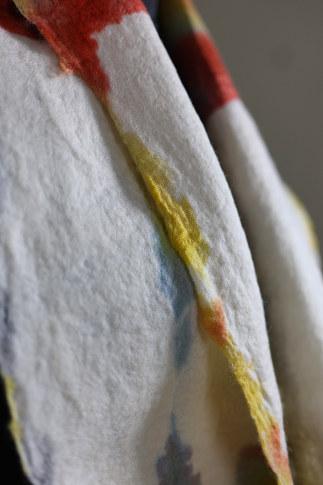 Handmade Merino Wool Wet Felted Naturally Dyed Scarf