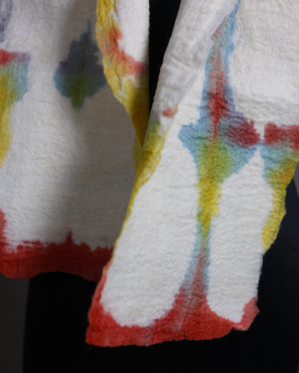 Handmade Merino Wool Wet Felted Naturally Dyed Scarf