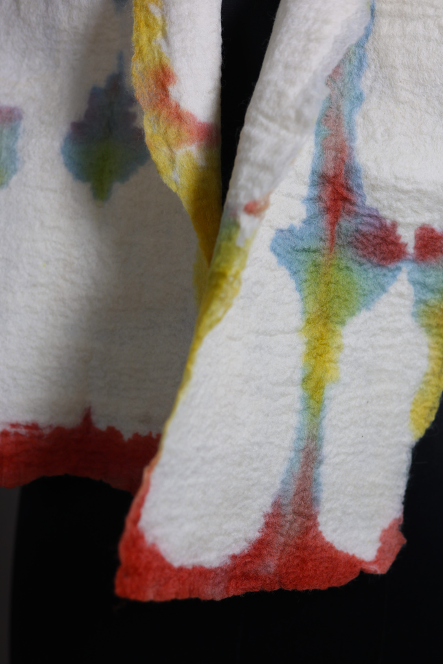Handmade Merino Wool Wet Felted Naturally Dyed Scarf