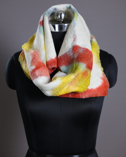 Handmade Merino Wool Wet Felted Naturally Dyed Scarf