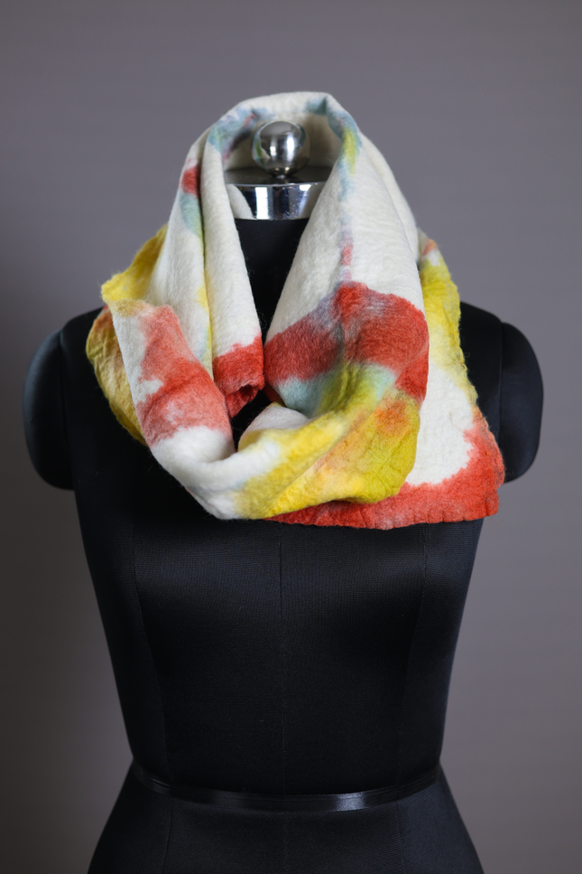 Handmade Merino Wool Wet Felted Naturally Dyed Scarf