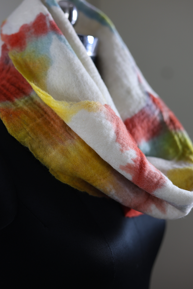 Handmade Merino Wool Wet Felted Naturally Dyed Scarf