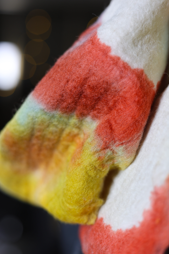 Handmade Merino Wool Wet Felted Naturally Dyed Scarf