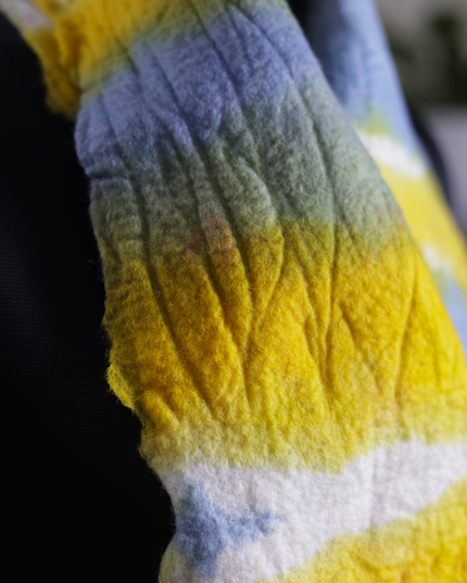 Handmade Merino Wool Wet Felted Naturally Dyed Scarf