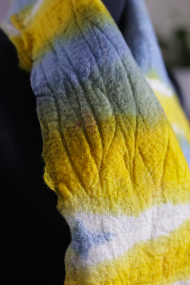 Handmade Merino Wool Wet Felted Naturally Dyed Scarf