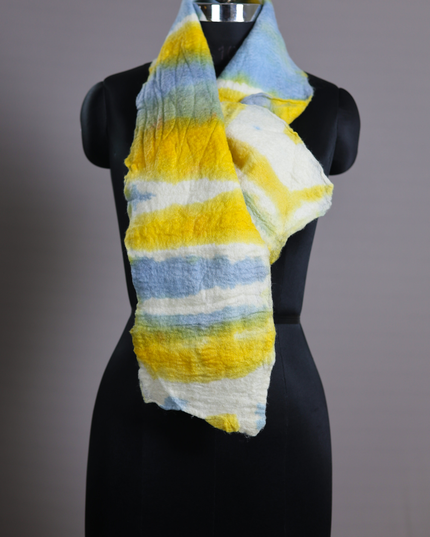 Handmade Merino Wool Wet Felted Naturally Dyed Scarf