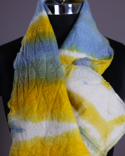Handmade Merino Wool Wet Felted Naturally Dyed Scarf