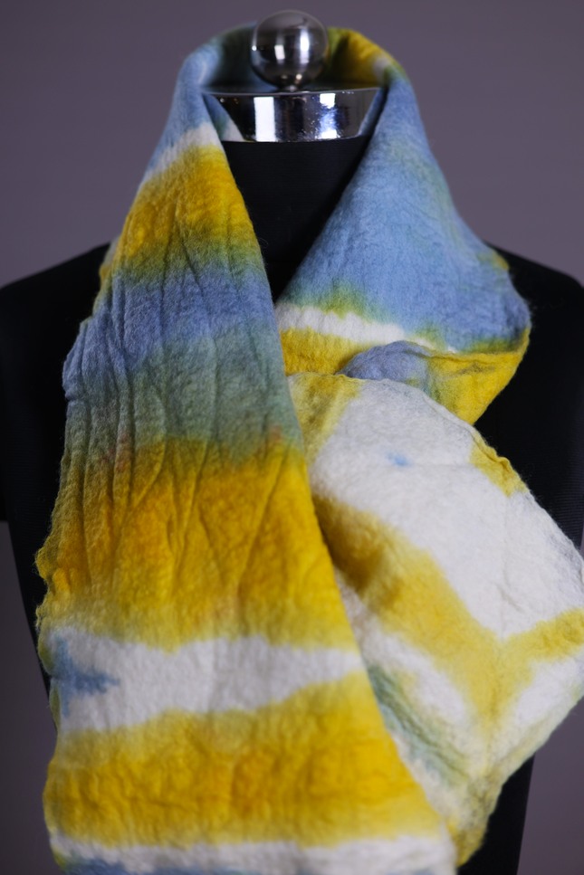 Handmade Merino Wool Wet Felted Naturally Dyed Scarf
