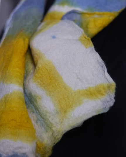Handmade Merino Wool Wet Felted Naturally Dyed Scarf