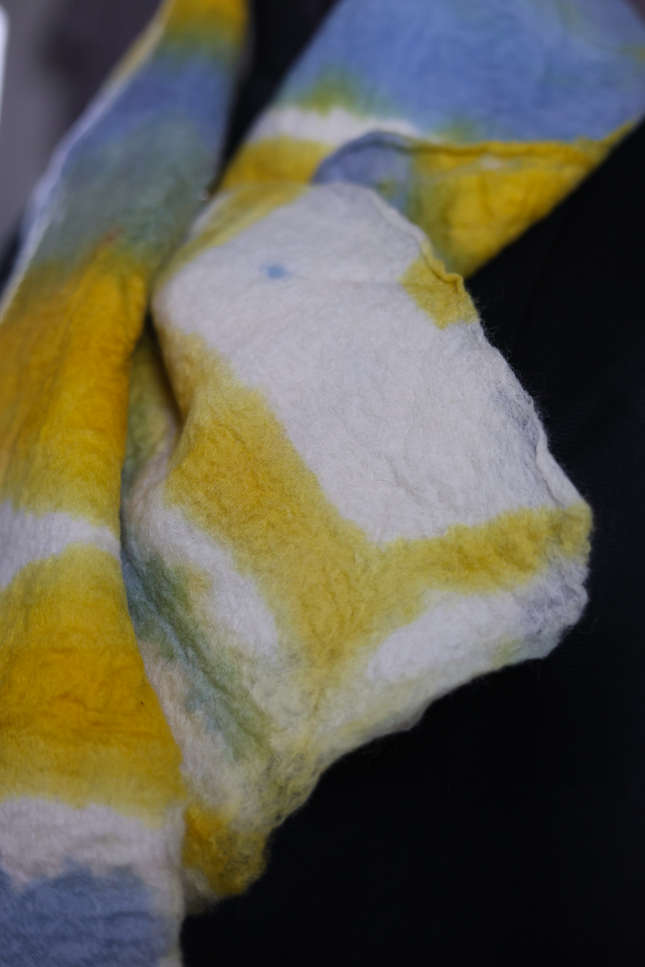 Handmade Merino Wool Wet Felted Naturally Dyed Scarf