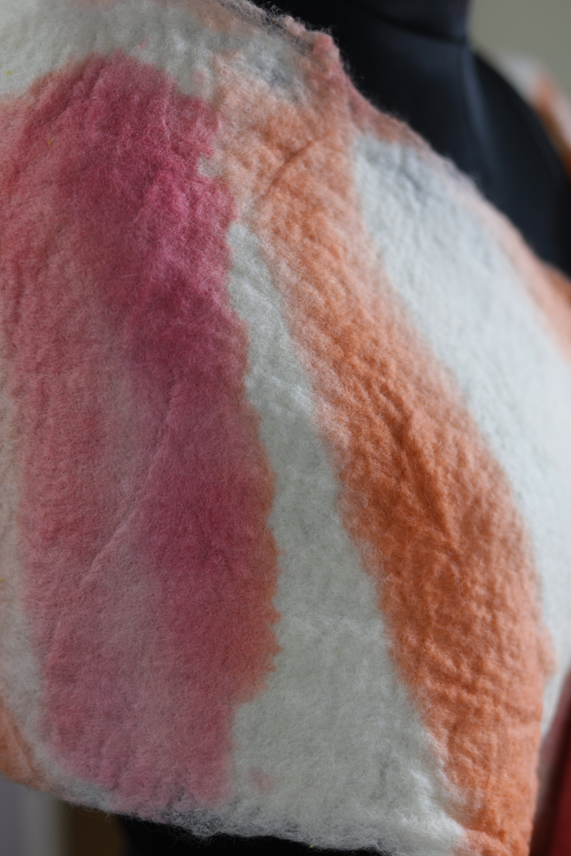 Handmade Merino Wool Wet Felted Naturally Dyed Scarf