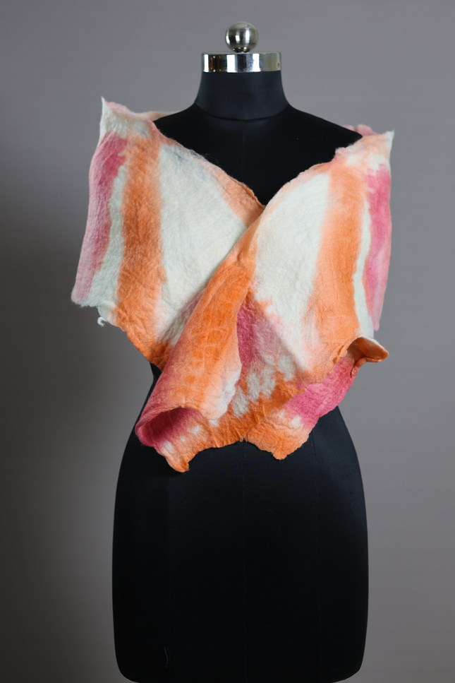 Handmade Merino Wool Wet Felted Naturally Dyed Scarf