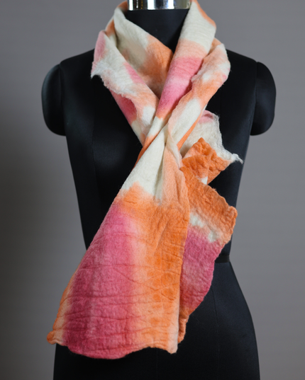 Handmade Merino Wool Wet Felted Naturally Dyed Scarf