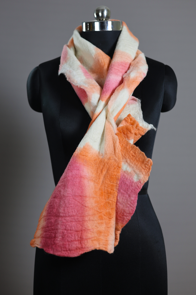 Handmade Merino Wool Wet Felted Naturally Dyed Scarf