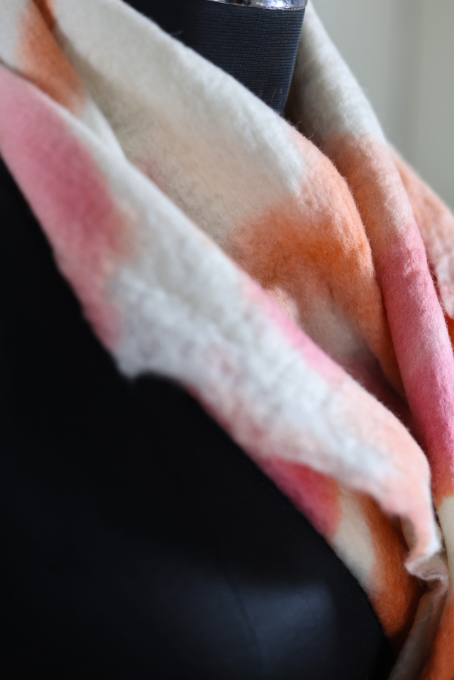 Handmade Merino Wool Wet Felted Naturally Dyed Scarf