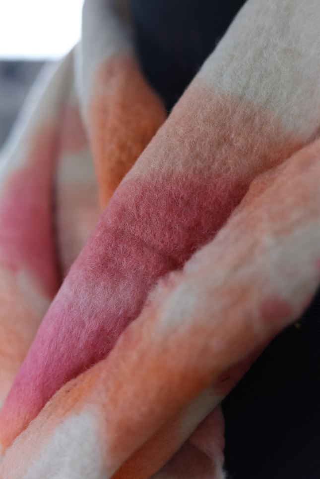 Handmade Merino Wool Wet Felted Naturally Dyed Scarf