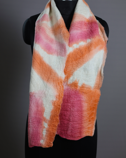 Handmade Merino Wool Wet Felted Naturally Dyed Scarf